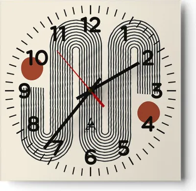 Produktbild von Wanduhr - Quadrat - Glasuhr - Minimalistisch Modern Abstraktion - 30x30cm - Schleichendes Uhrwerk - Lautlos - zum Aufhängen bereit - Dekoration Modern - Wanddekoration aus Glas - C4AC30x30-4901