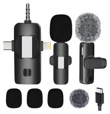 Produktbild von Duale kabellose Lavalier-Mikrofone für iPhone, Android, Kamera, Laptop, PC, 3-in-1-Kabelloses Ansteckmikrofon für Videoaufnahmen, Vlog