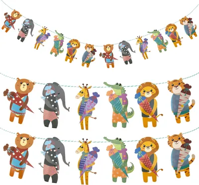 Produktbild von Oblique Unique Zuckertüten Girlande mit Tieren Hänge Deko für Schuleinführung Einschulung Banner Schule Jungs Mädchen
