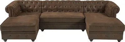 Produktbild von Wohnlandschaft - Mikrofaser - Vintage-Leder-Optik - CHESTERFIELD