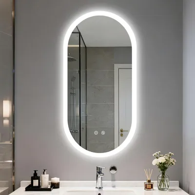 Ovale LED-Badspiegel 50x100 cm, Touch-Dimmer, 3 Farben, Anti-Beschlag