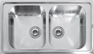 Image de Évier double 2 bacs en acier inoxydable RIVERA 86x50 cm