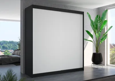 Obrázek produktu pro Šatní skříň s posuvnými dveřmi 200 cm HAVRIS - černá / bílá