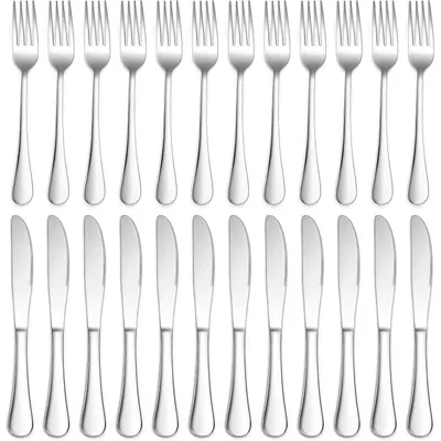 Produktbild von Steakbesteck Set 24-teilig Edelstahl für 12 Personen Tafelmesser Tafelgabeln Hochglanzpoliert Spülmaschinenfest