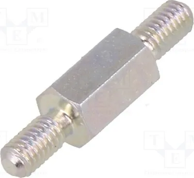 Productafbeelding van 10 afstandsmuffen met schroefdraad, zeshoekig, 8 mm buitendiameter: M3. Artikelnummer: 423X08. Afstandhouders