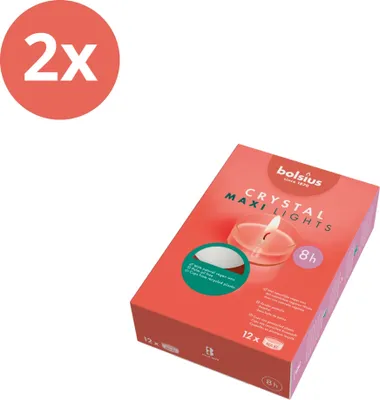 Obrázok produktu pre Bolsius - Maxi - Čajové sviečky - 12 kusov v balení - Priehľadný pohár - Krabička - Hodnotné balenie - 24 kusov - 2 balenia