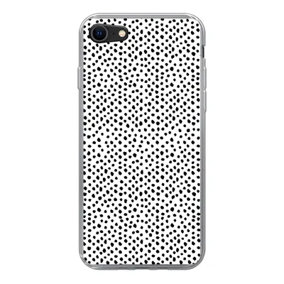 Produktbild von MuchoWow® Handyhülle Schutzhülle Hülle für iPhone SE 2020 Polka dots - Schwarz - Weiß Silikon Softcase Handy Hülle - Kartenbesitzer