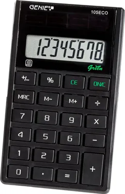 Obrázek produktu pro Genie 105 ECO - Kapesní - Jednoduchá kalkulačka - 8 číslic - Solární - Černá