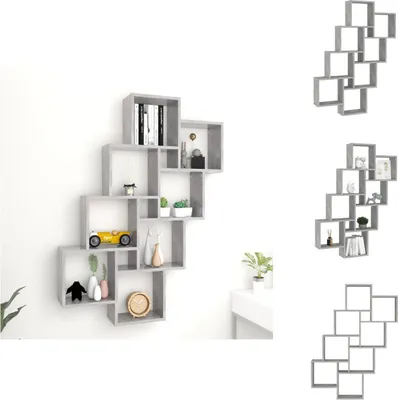 Obrázek produktu pro vidaXL Cube shelf concrete grey 90x15x119 cm materiál na bázi dřeva - Nástěnné police