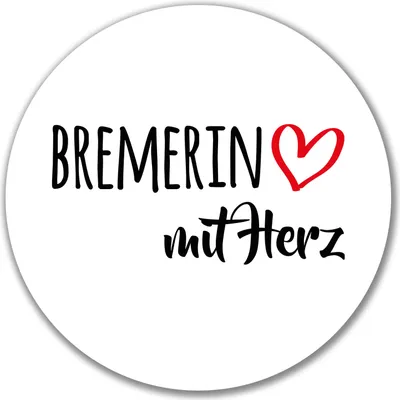 Produktbild von Huuraa Aufkleber Bremerin mit Herz 10cm rund Sticker Geschenkidee