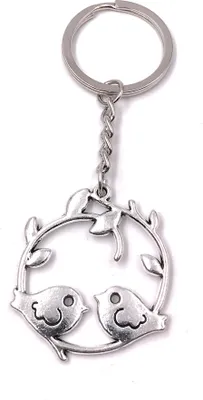 Image de Onwomania Porte-clés couple d'oiseaux branche couple d'amoureux oiseaux nid métal pendentif breloque