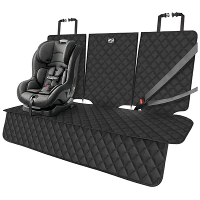 Produktbild von RAGI Kindersitzunterlage Autositzschoner ISOFIX geeignet Sitzschutz Auto Rückbank Rückenlehnenschutz Kinder Autositz Schutz mit Taschen Oxford Schwarz