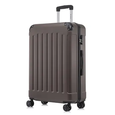Produktbild von Koffer Trolley Reisekoffer Suitcase, Rollkoffer Handgepäck ,mit 4 Rollen360°, Hartschalenreisekoffer, Zahlenschloss, Weicher Gummigriff(M,Braun)