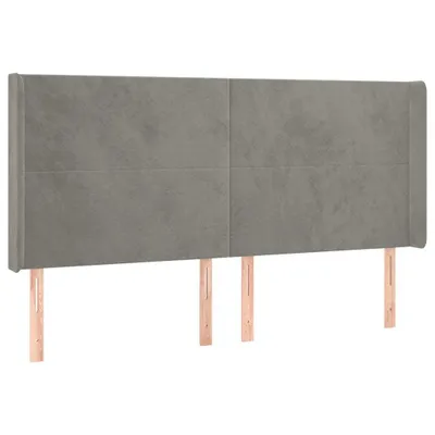 Image de vidaXL Tête de lit avec oreilles gris clair 203x16x118/128 cm velours