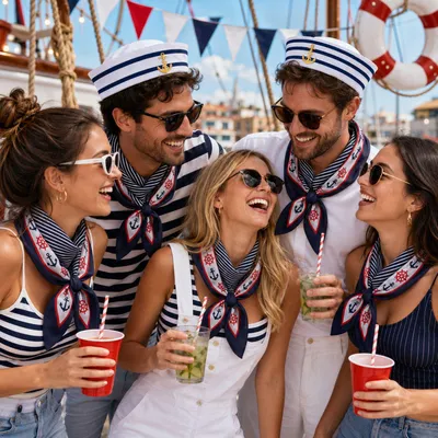 Produktbild von Matrosen Halstuch - Marine Bandana mit Anker | 55x55cm