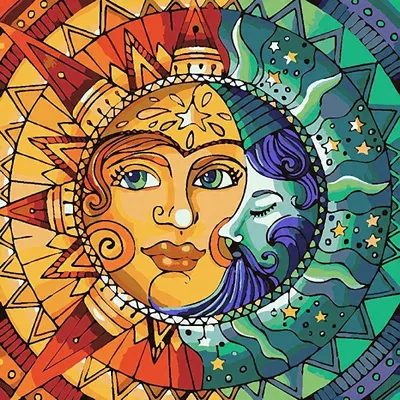 Produktbild von Diamantmosaik-Mandala, Gesicht, Mond, 30x40 cm