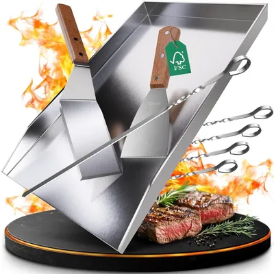 Productafbeelding van Grillplaat - Plancha - Roestvrij staal - 44,5 x 26 cm