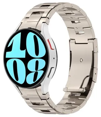 Produktbild von By Qubix Titaniumarmband mit Anschlussknopf - Titaniumfarbe - passend für Samsung Galaxy Watch 4 Classic - 42 mm & 46 mm