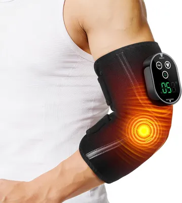 Productafbeelding van Verwarmingskussen met vibratiemassage, verwarmde elleboogondersteuning met touchscreen, 5 warmtestanden, 3 vibratiemodi, 3 tijdinstellingen, 3000mAh batterij