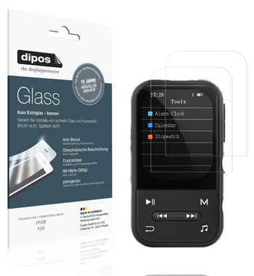 Produktbild von 2x Schutzfolie für ZAQE X20 - Anti-Shock 9H Folie dipos Glass Kunststoffglas
