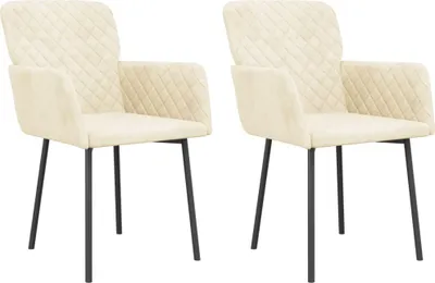 Produktbild von vidaXL Esszimmerstühle 2 Stk. Creme Samt