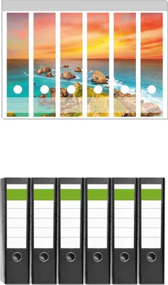 Produktbild von Wallario 6 Stück breite Ordner inkl. Klebeetiketten mit Motive Himmel am Abend -  Set mit Rückenschildern / Ordnerrücken Stickern