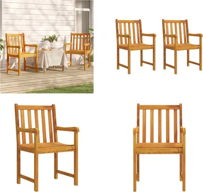 Produktbild von vidaXL Gartenstühle 2 Stk. Massivholz Akazie - Gartenstuhl - Gartenstühle - Holzstuhl - Holz Gartenstuhl