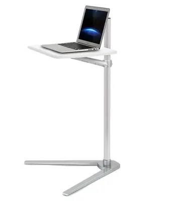 Immagine prodotto di Supporto da pavimento per laptop, regolabile in altezza da 610 a 900 mm, ampio ripiano di 535x360 mm, argento