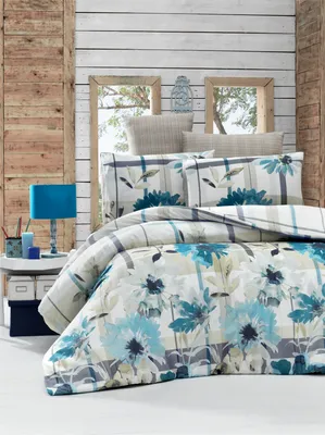 Image de L'Essentiel Linge de Maison, Vanesa- VCT3263, Bleu, Couettes, 65 % coton / 35 % polyester