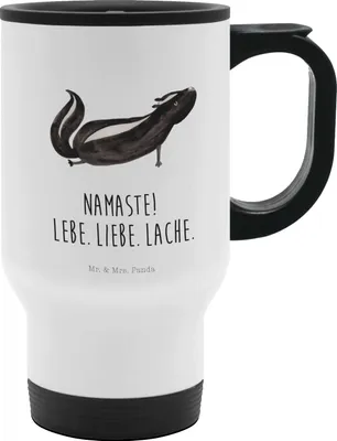 Produktbild von Mr. & Mrs. Panda Mehrwegbecher Stinktier Yoga - Weiß - Geschenk, Raubtier, Thermobecher Mit Deckel, Namaste, thermosbecher, Kaffeebecher To Go, To-Go-Becher, Liebe, Groß