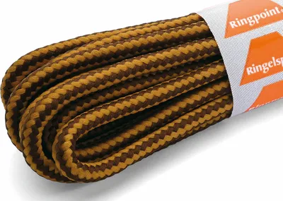 Produktbild von RINGELSPITZ - Rund Dick Schnürsenkel – Robuste Schnürsenkel - 150 cm, h'braun/gelborange