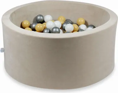 Produktbild von Trockenbecken 90x40cm Velvet Soft Beige mit 300 Bällen: beige, weiß, silber
