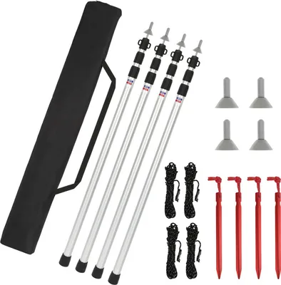 Zdjęcie produktu dla TolleTour – aluminiowe teleskopowe słupki namiotowe, regulowane słupki do namiotów, plandek, markiz lub brezentów, długości od 87 do 234 cm, 4 sztuki