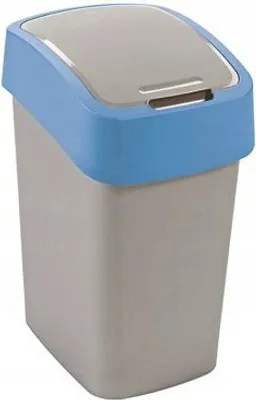 Image de Poubelle Curver® FLIP BIN 25 L, gris-argent/bleu, pour déchets