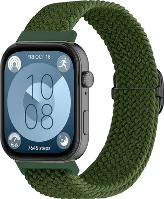 Produktbild von Strap-it Geflochtenes Armband mit Clipverschluss - passend für Huawei Watch Fit 3 / Watch Fit 4 / Watch Fit 4 Pro (grün)