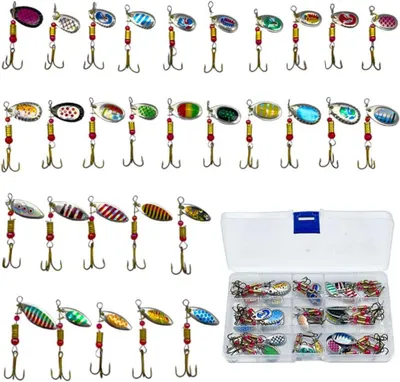 Produktbild von 30 Spinner Angelköder Set, für Forelle, Hecht und Barsch, 30 Stück, für Freizeitangeln