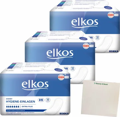 Produktbild von Elkos Hygiene Einlagen 3er Pack (3x10 Stück) + usy Block