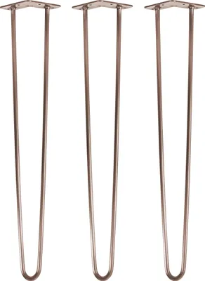 Produktbild von Natural Goods Berlin HAIRPIN Legs, Haarnadelbeine, Möbelfüße, Tischbeine, Antik Roségold, 71 cm, 2 Streben, 3 Stück