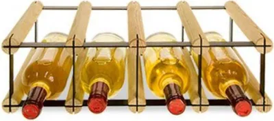 Produktbild von Modulares Weinregal VINOTECA MOD METAL | HxBxT 12,5x42,5x24,5cm | 4x1 Flaschen | Massives Kiefernholz | Natur