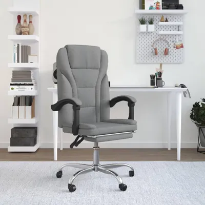 Produktbild von vidaXL Bürostuhl mit Liegefunktion Hellgrau Stoff - Bürostuhl Mit Liegefunktion - Bürostühle Mit Liegefunktion - Bürostuhl Mit Relaxfunktion - Schreibtischstuhl