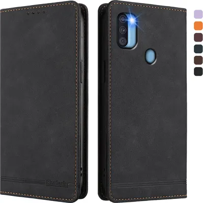 Obrázek produktu pro Pouzdro pro Samsung Galaxy A11, retroPolyuretankožené flip pouzdro s stojánkem a přihrádkami na karty Černý