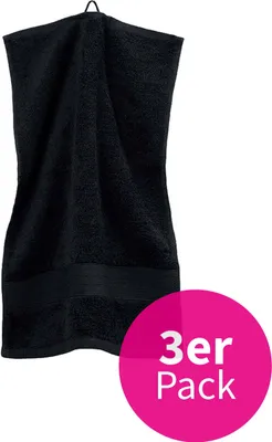 Produktbild von grace grand spa Gäste-Handtuch 3er-Pack Avantgarde mit breiter Webbordüre Schwarz One Size