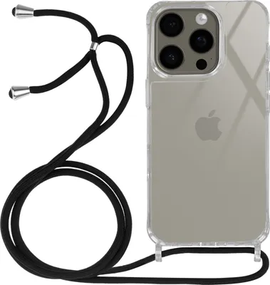 Produktbild von Avizar, Schutzhülle für Apple iPhone 16 Pro Silikon Bumper Ecken 70cm Kette, Transparent