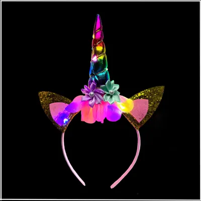 Produktbild von LED Einhorn Haarreif "LITTLE UNICORN" buntes Einhorn - bunt blinkend Leuchtend Kindergeburtstag Party Prinzessin Fantasie Kinderparty Karneval (bunt)