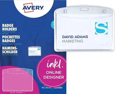 Produktbild von AVERY Namensschilder-Tasche 90 x 60 mm transparent