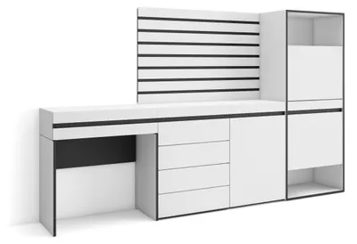 Schoenenkast 237x145x35 cm, 2 Klappen, 2 offene Fächer, Weiß