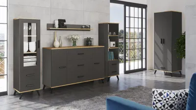 Obrázek produktu pro Obývací sestava RALF D Grafit + dub artisan