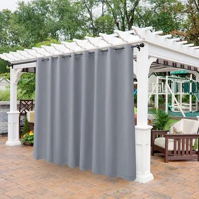 Produktbild von Wasserdichte Terrasgordine - Veranda-Schirm - Privatschutz und Sonnenschutz - Dreifach gewebter Stoff - 120 x 274 cm - Silber