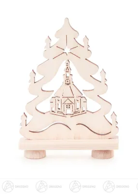 Obrázok produktu pre Sviečkový oblúk mini jedľa s kostolom Seiffen šírka x výška x hĺbka 4,5 cm x 6 cm x 1 cm NOVINKA