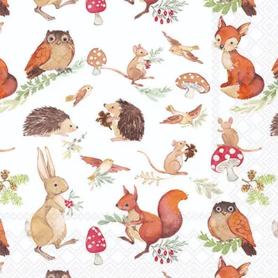 Produktbild von Servietten 33x33 cm - Woodland animals